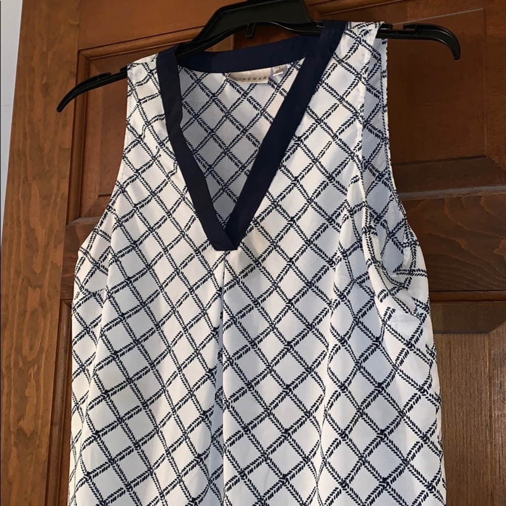 Kenar tank top large navy and white
